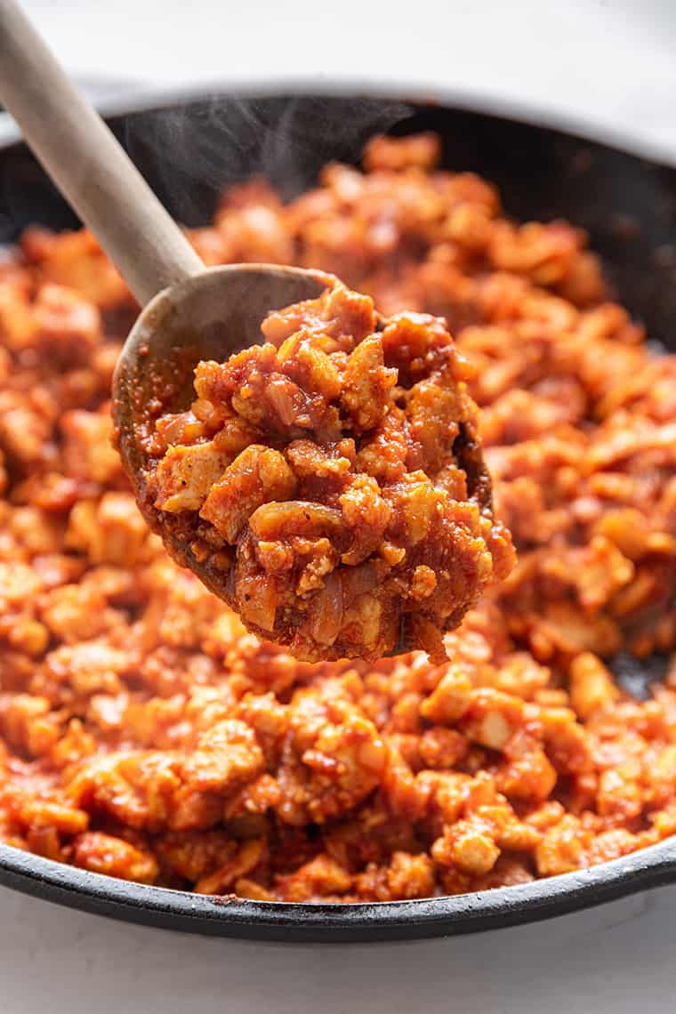 If you always order the vegan sofritas from Chipotle, you're going to love this recipe for making smoky, flavorful tofu sofritas at home! Spoonful of sofritas