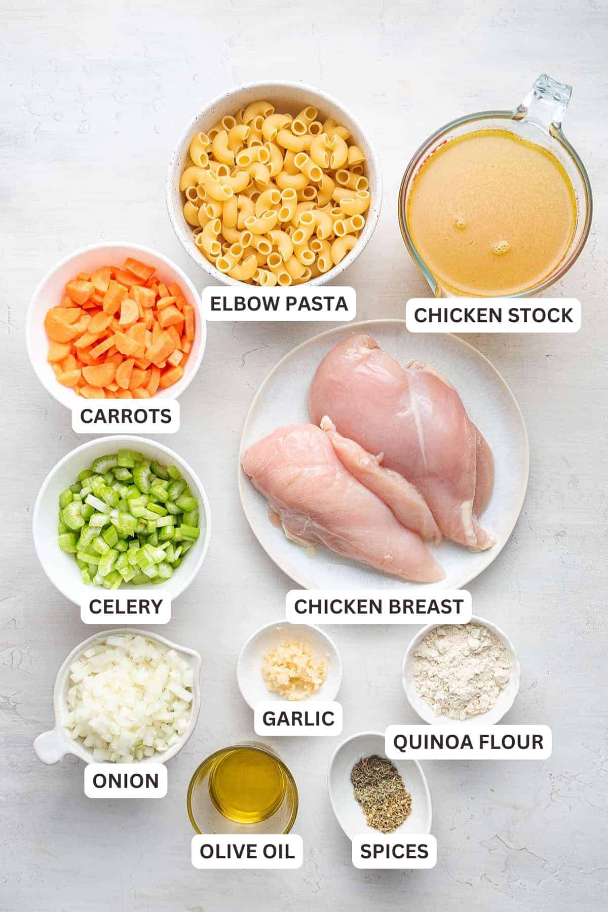 Ingredients for Easy Chicken Noodle Soup.