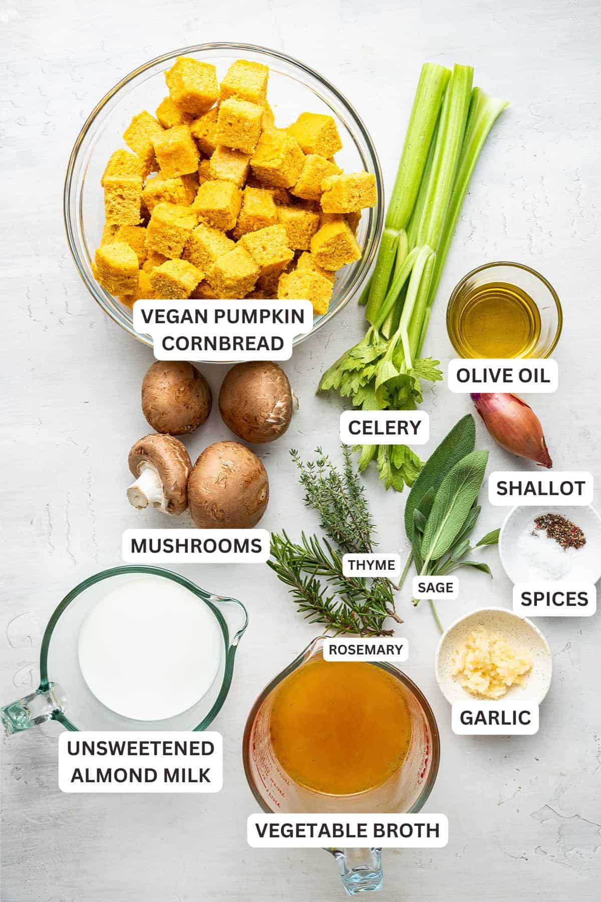 This vegan cornbread stuffing recipe is moist and mouthwatering, uses homemade pumpkin cornbread, and is a perfect Thanksgiving side dish Ingredients for Vegan Cornbread Stuffing.