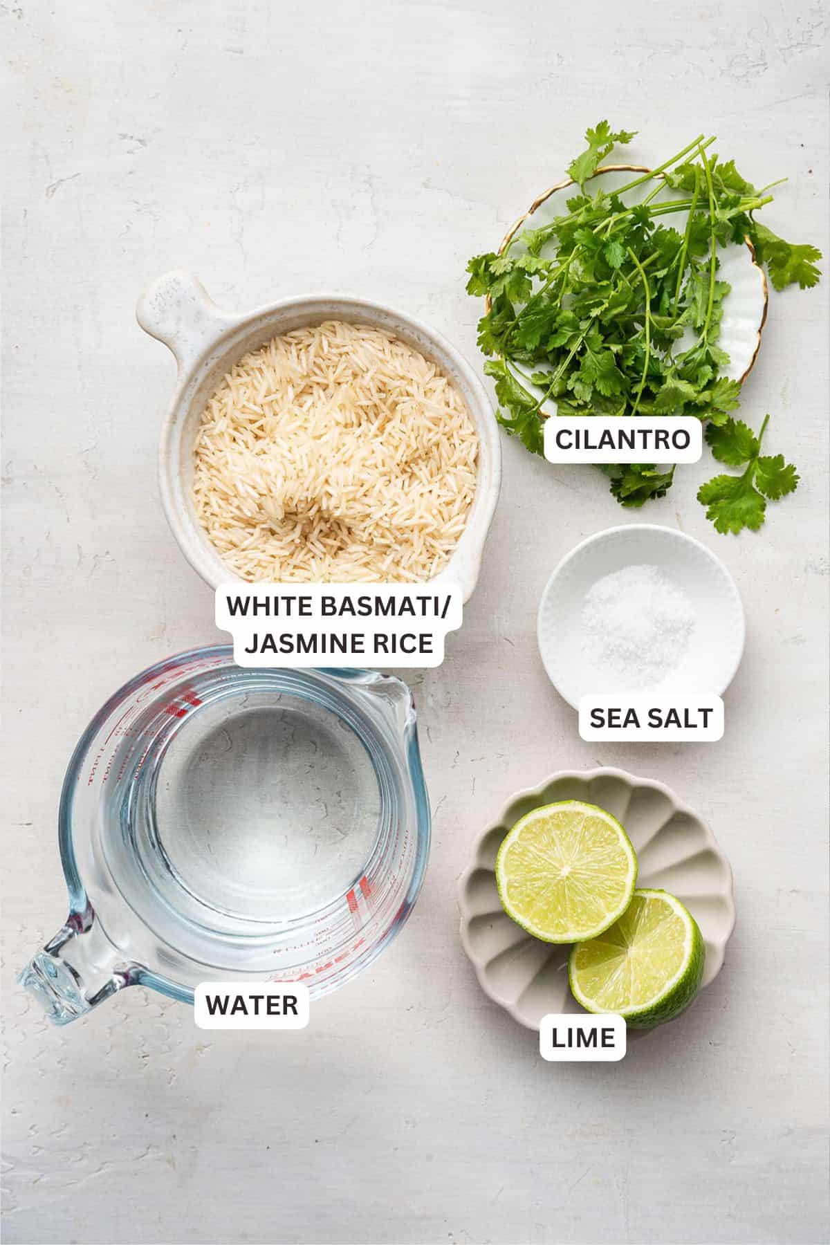 This cilantro lime rice is full of fresh and fragrant lime juice and zest, and is the perfect side dish for Mexican or Asian meals. Ingredients for Cilantro Lime Rice.