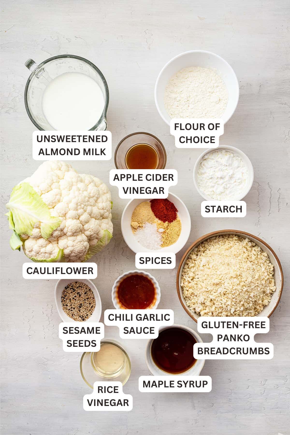 Ingredients for Bang Bang Cauliflower.