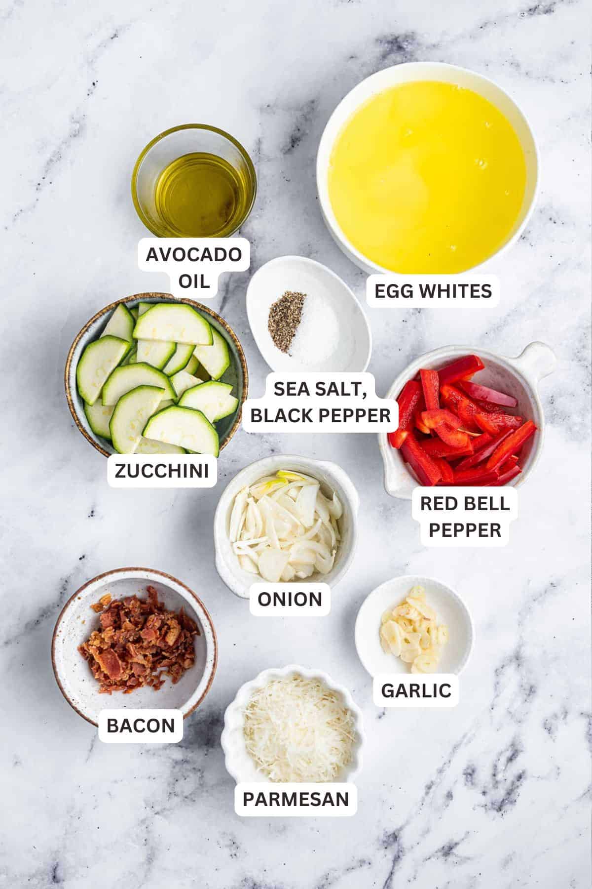 This super easy egg white omelet only takes 25 minutes to make, and it's packed with high-protein egg whites and fresh vegetables. Ingredients for Egg White Omelet.