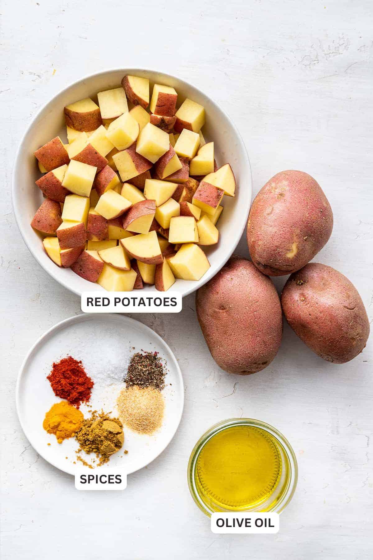 These breakfast potatoes are smoky, salty, and spicy, so easy to make, and the perfect side dish for any breakfast table. Ingredients for Breakfast Potatoes.