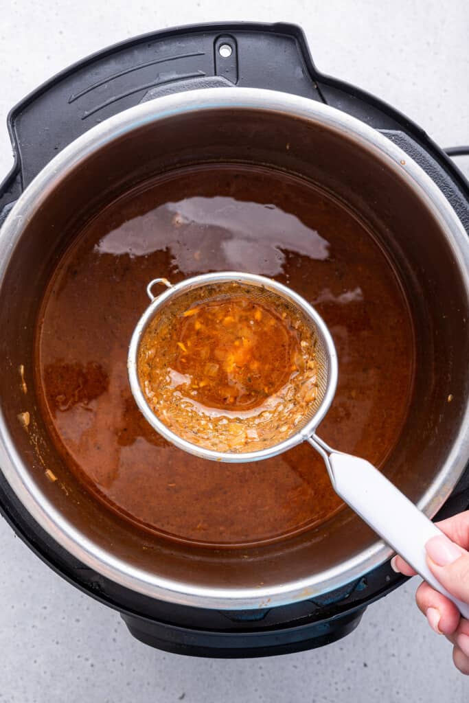 Straining solids from liquid in Instant Pot