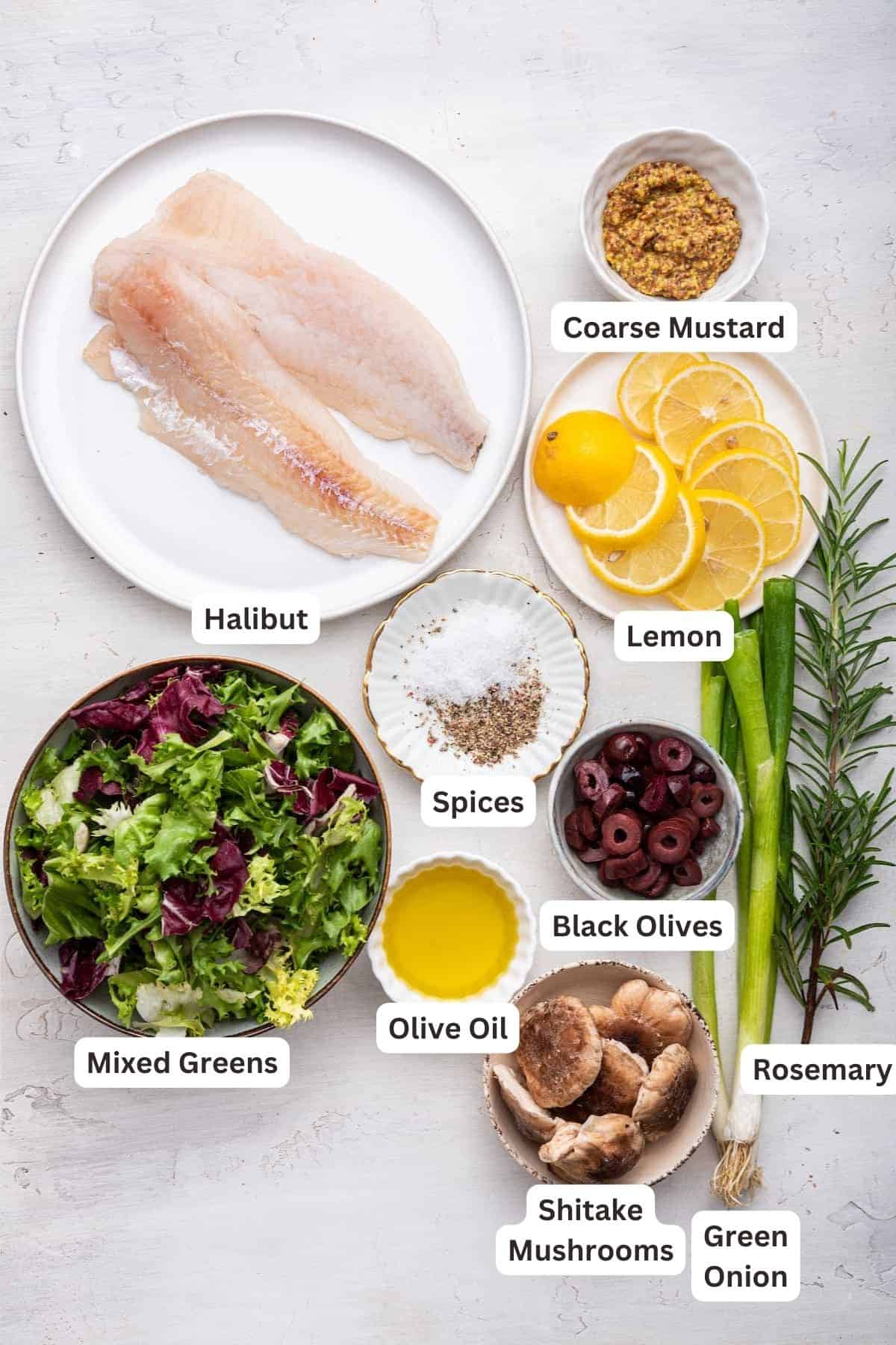 Ingredients for Baked Halibut.