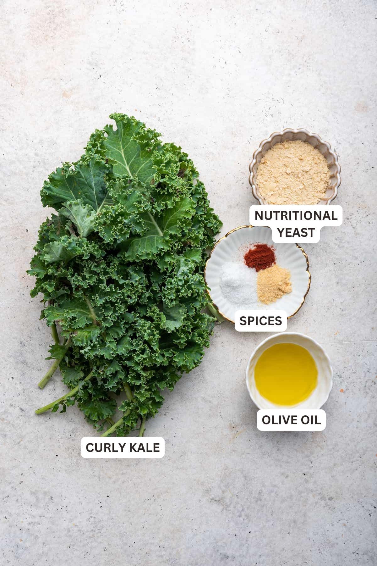 After trying air fryer kale chips, you’ll never make them the traditional way again. Lightning fast, super crispy, and all-around perfect! Ingredients for Air Fryer Kale Chips.