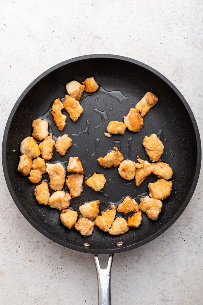 Pan-frying chicken in oil