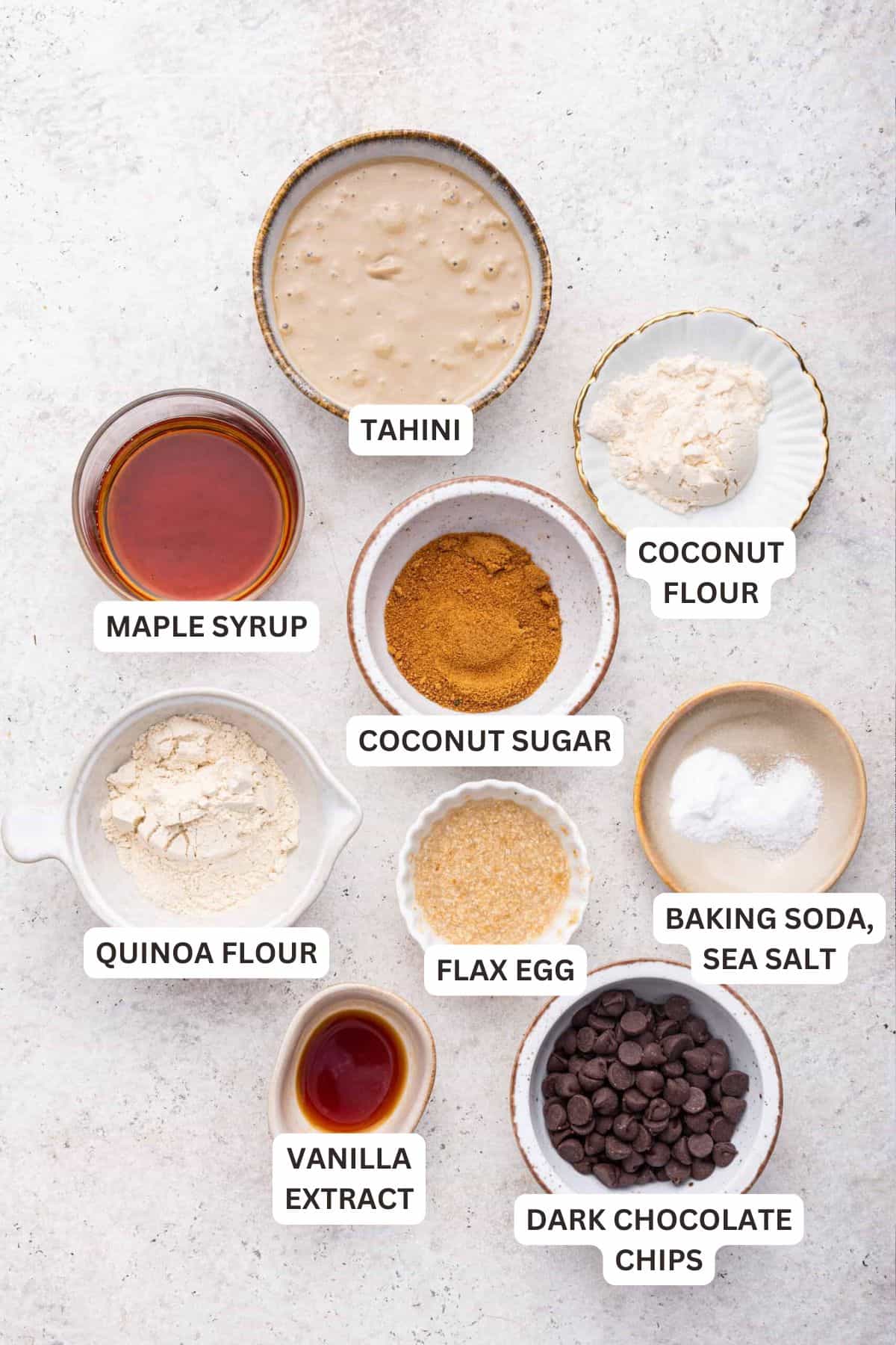 Tahini chocolate chip cookies might just be the best chocolate chip cookies you'll ever taste. They're vegan, gluten-free, and so delicious! Ingredients for Tahini Chocolate Chip Cookies.