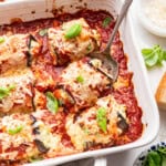 Eggplant rollatini in baking dish