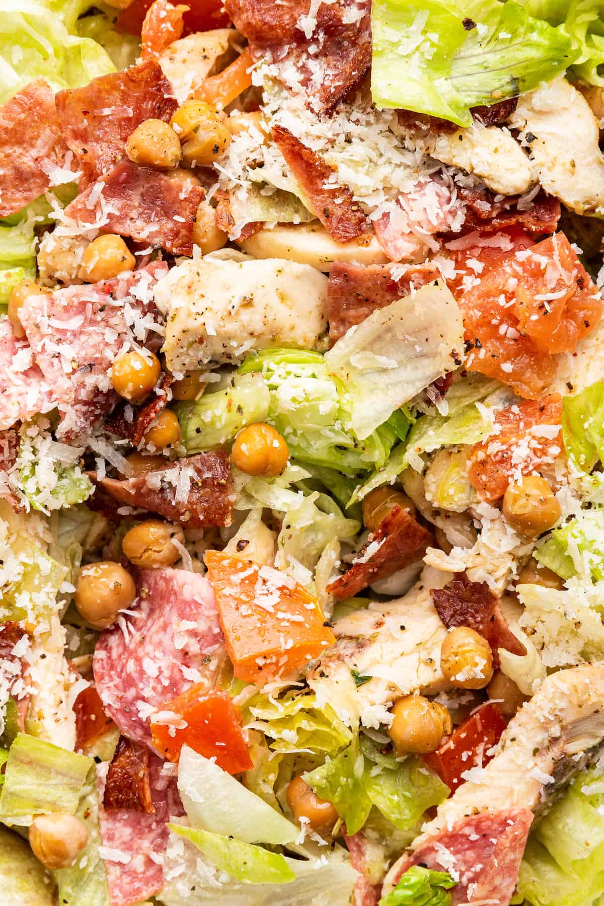 Closeup of Jennifer Aniston salad showing ingredients