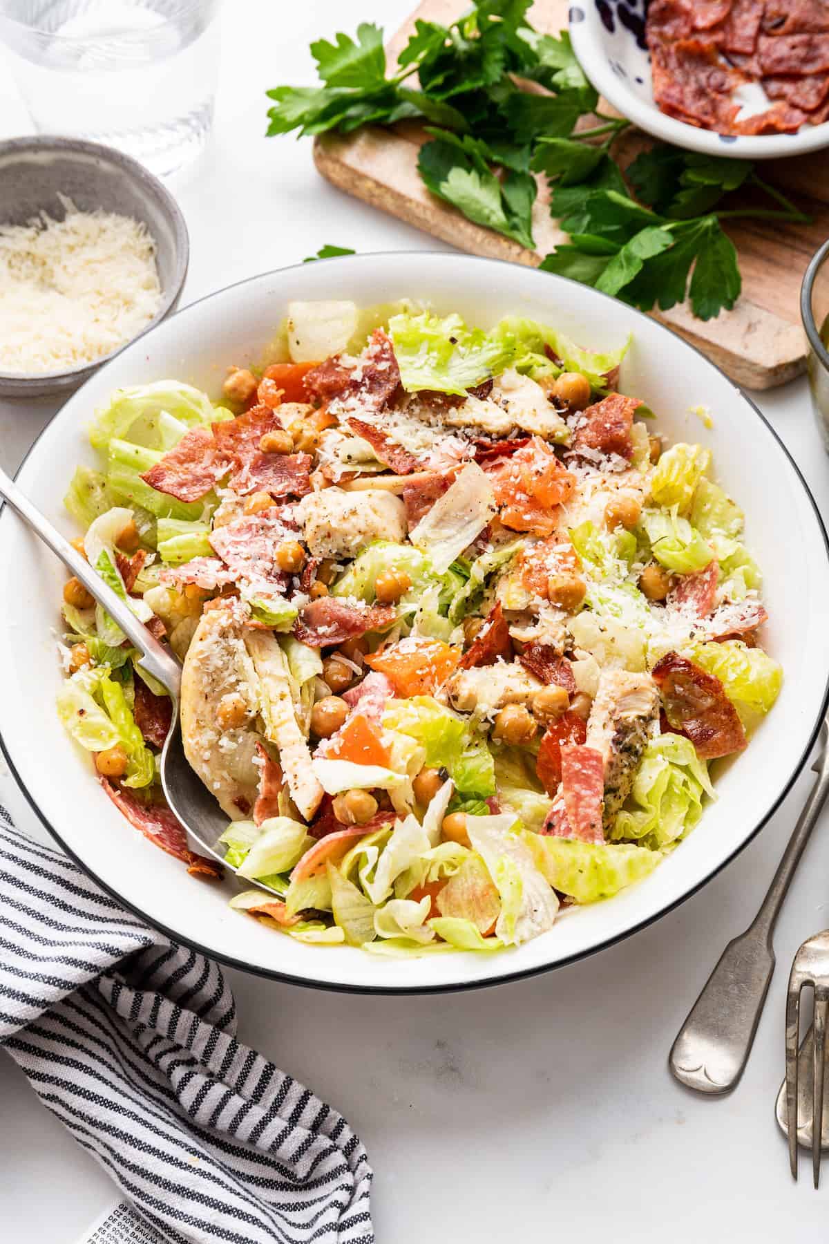 Jennifer Aniston salad in bowl with spoon