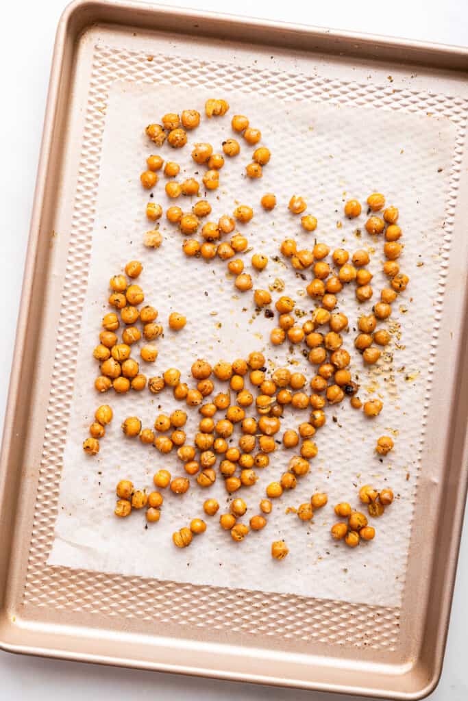 Roasted chickpeas on sheet pan
