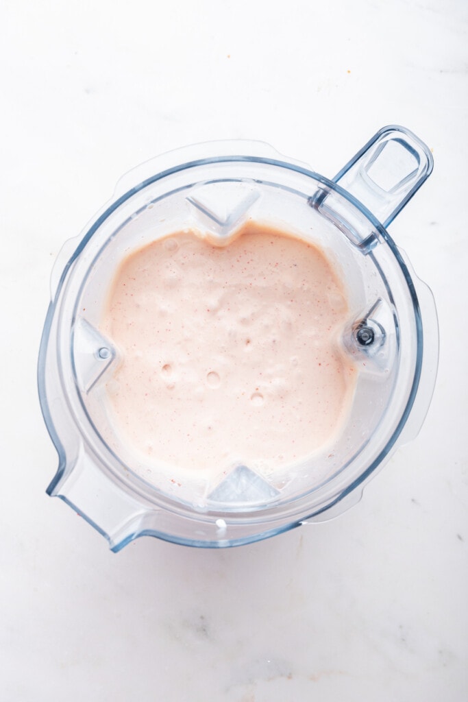 Overhead view of filling for strawberry shortcake ice cream bars