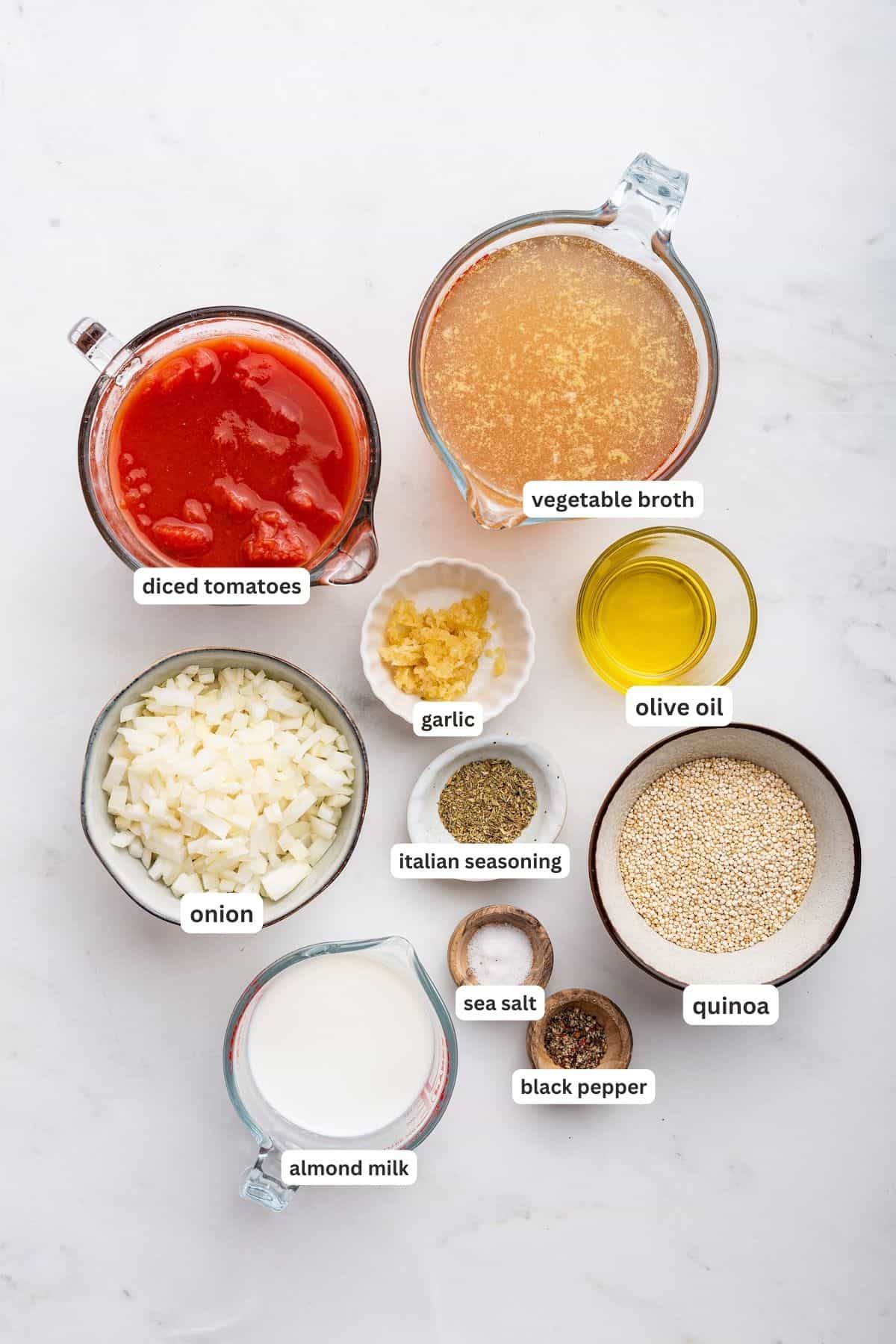 Ingredients for tomato bisque.