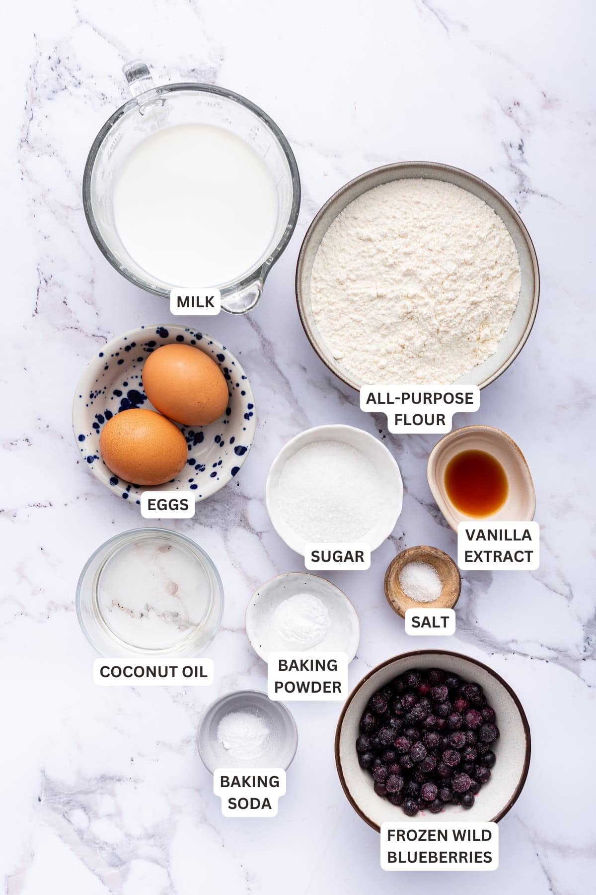 With their light, fluffy interior, crispy edges and loads of juicy berries, these easy homemade blueberry waffles are guaranteed to be a hit! Ingredients for Blueberry Waffles.