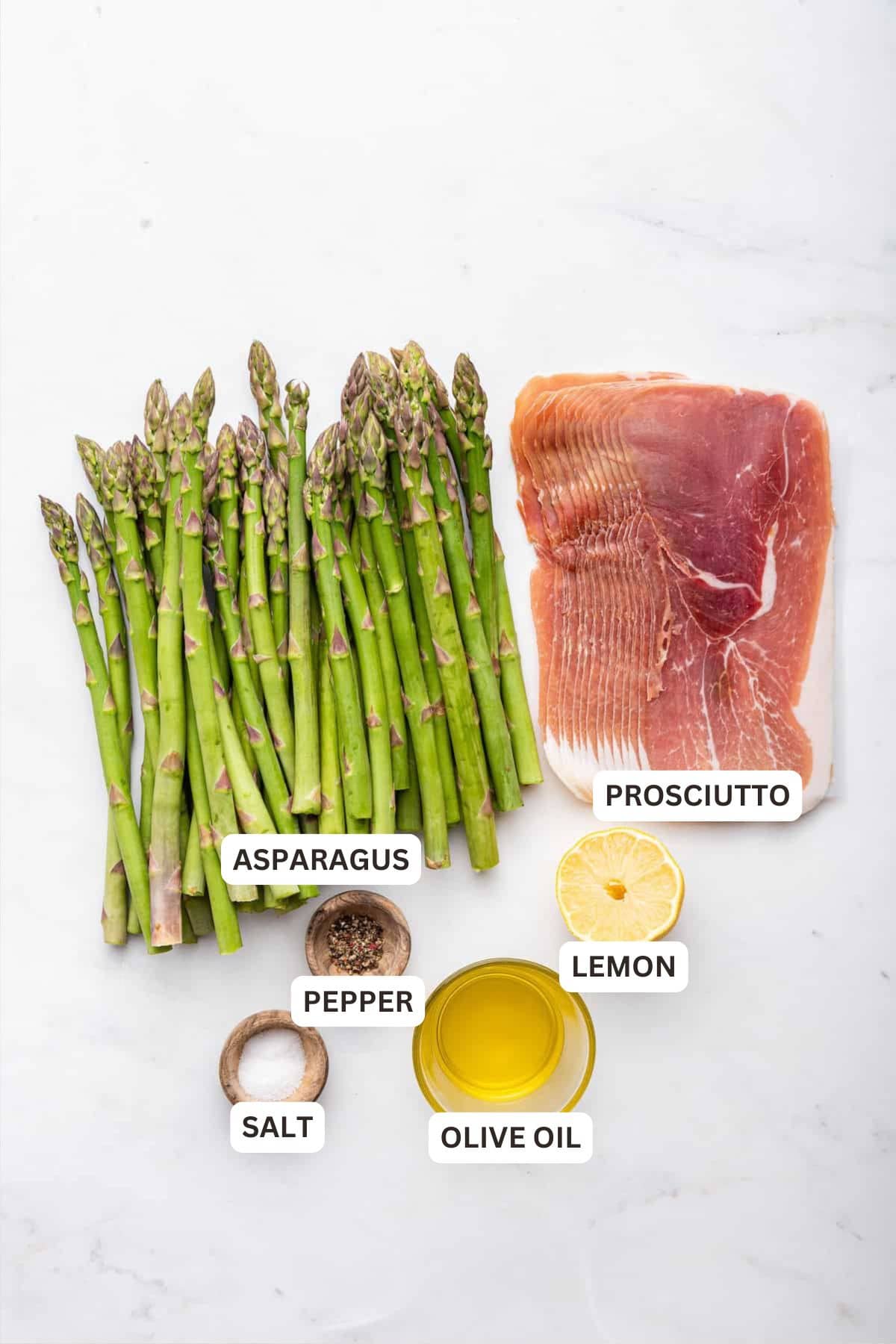 A combination of crispy, savory prosciutto and lemony asparagus make this easy air fryer prosciutto wrapped asparagus recipe irresistible! Ingredients for Air Fryer Prosciutto Wrapped Asparagus.