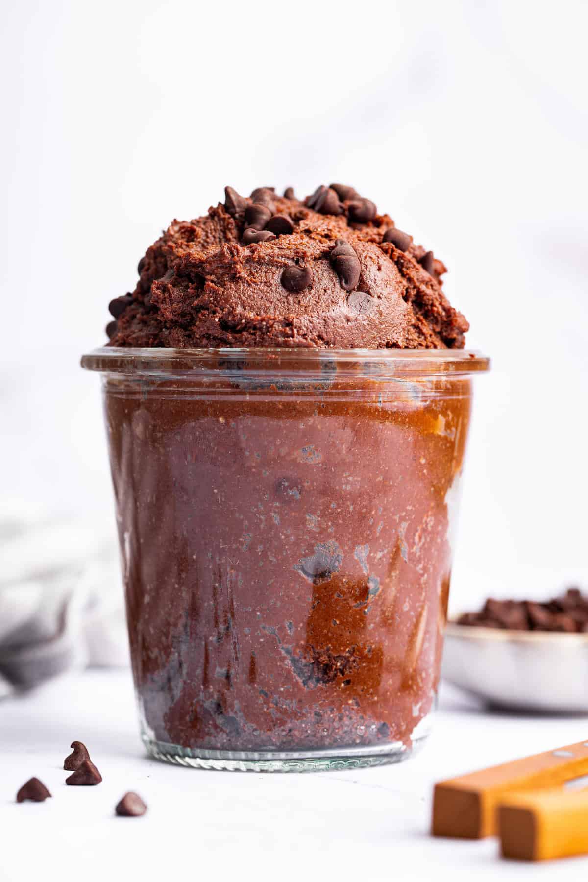 Jar of edible brownie batter