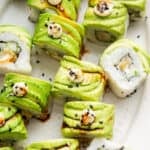 Dragon roll sushi on platter