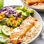 Two salmon power bowls