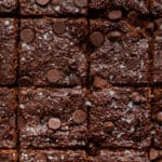 Sliced cottage cheese brownies with chocolate chips and sea salt.