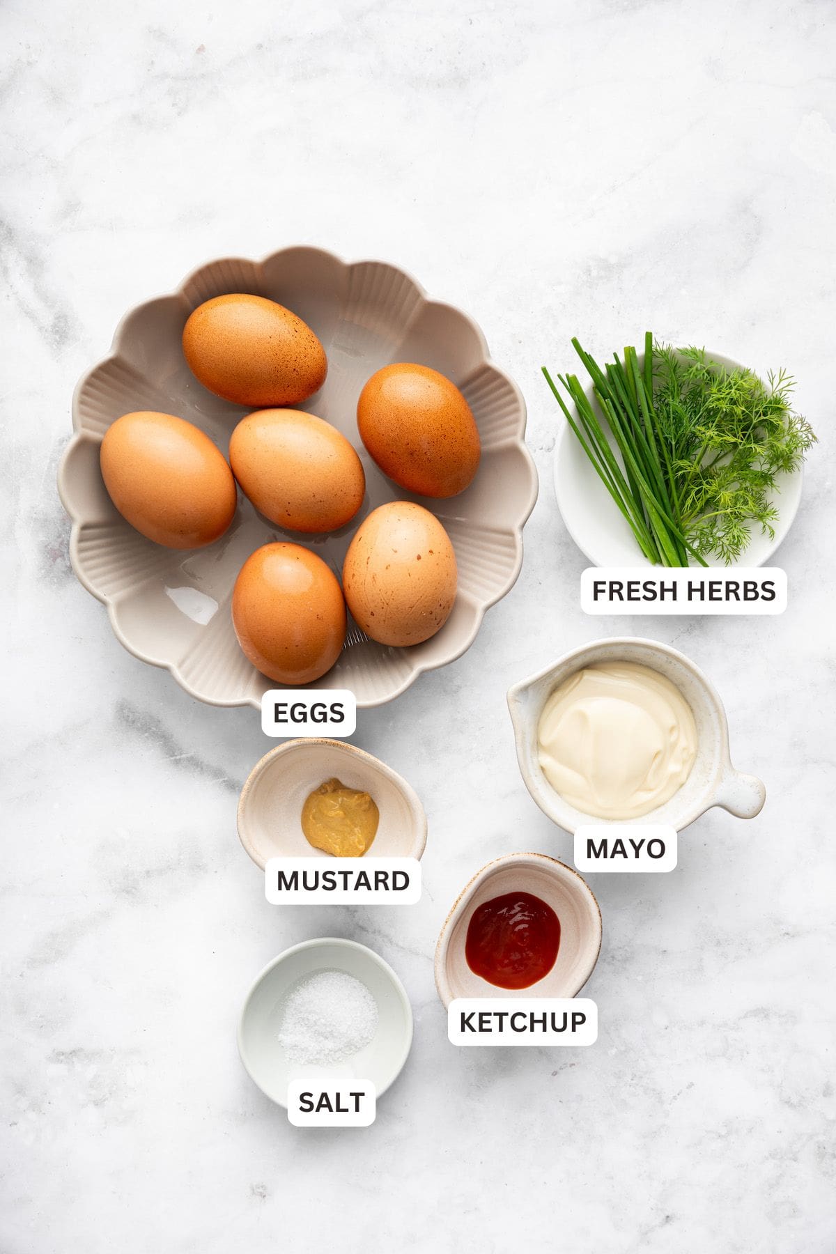Ingredients for egg salad recipe.