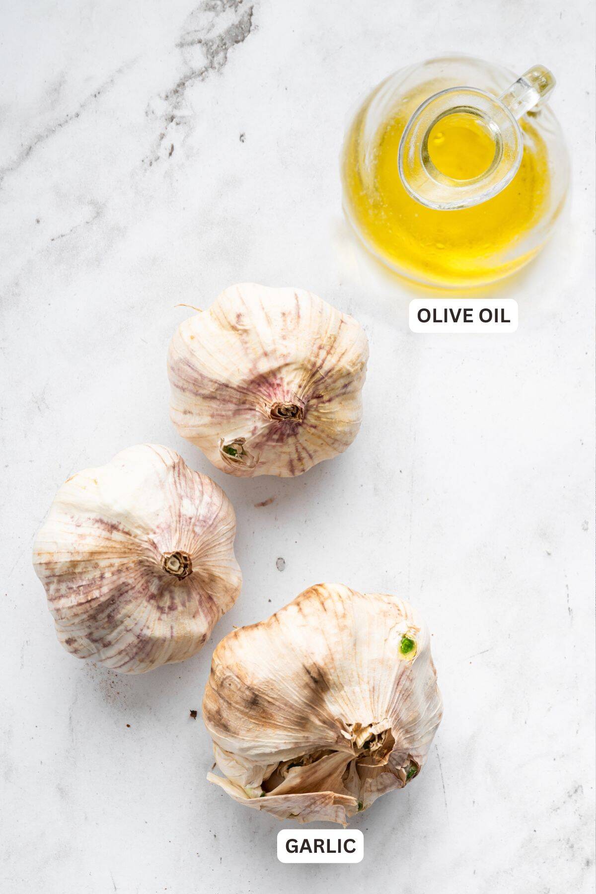 Ingredients for oven roasted garlic.