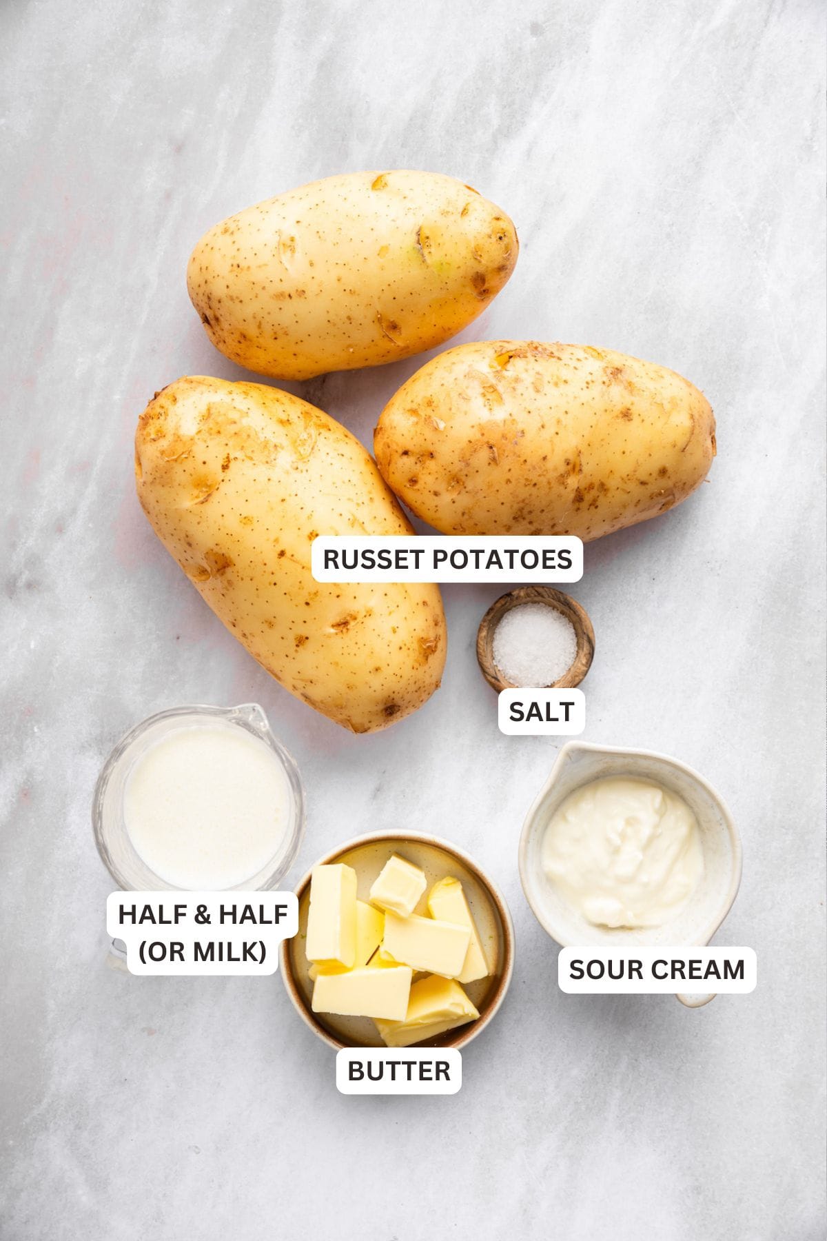 Ingredients for Instant Pot mashed potatoes.