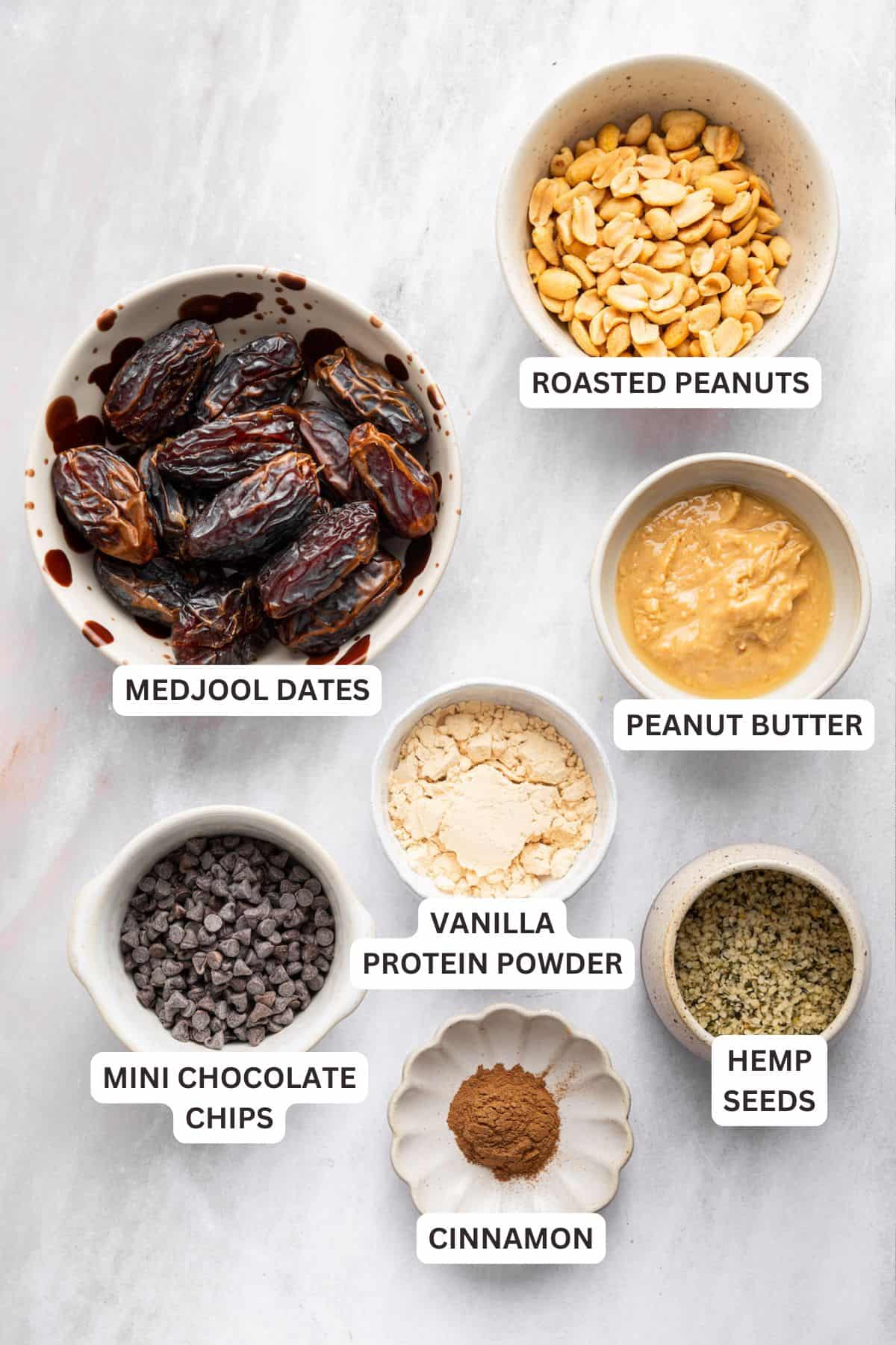 Ingredients for peanut butter protein balls.