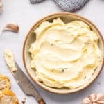 Bowl of homemade garlic butter.