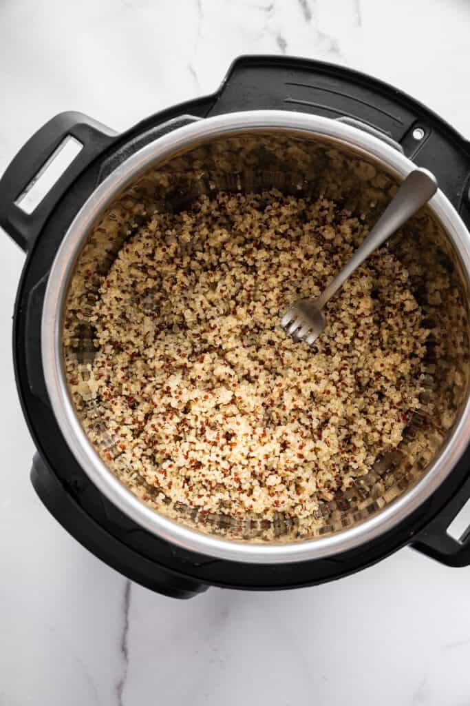 Fluffing quinoa in an Instant Pot.
