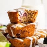A stack of blackberry lime muffins.