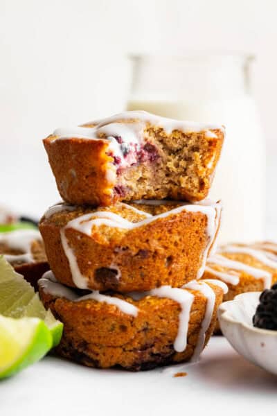 A stack of blackberry lime muffins.