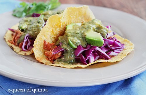 BBQ Chicken Tacos with Tomatillo Salsa |Gluten-Free | Queen of Quinoa