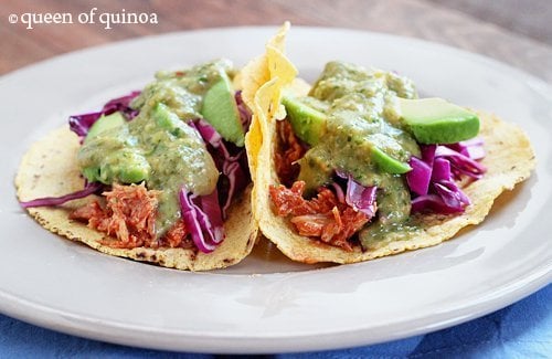 BBQ Chicken Tacos with Tomatillo Salsa |Gluten-Free | Queen of Quinoa