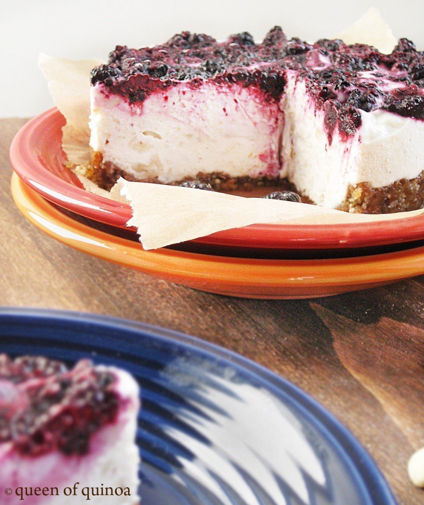 Black Raspberry Cheesecake | Gluten-free & Vegan | Queen of Quinoa