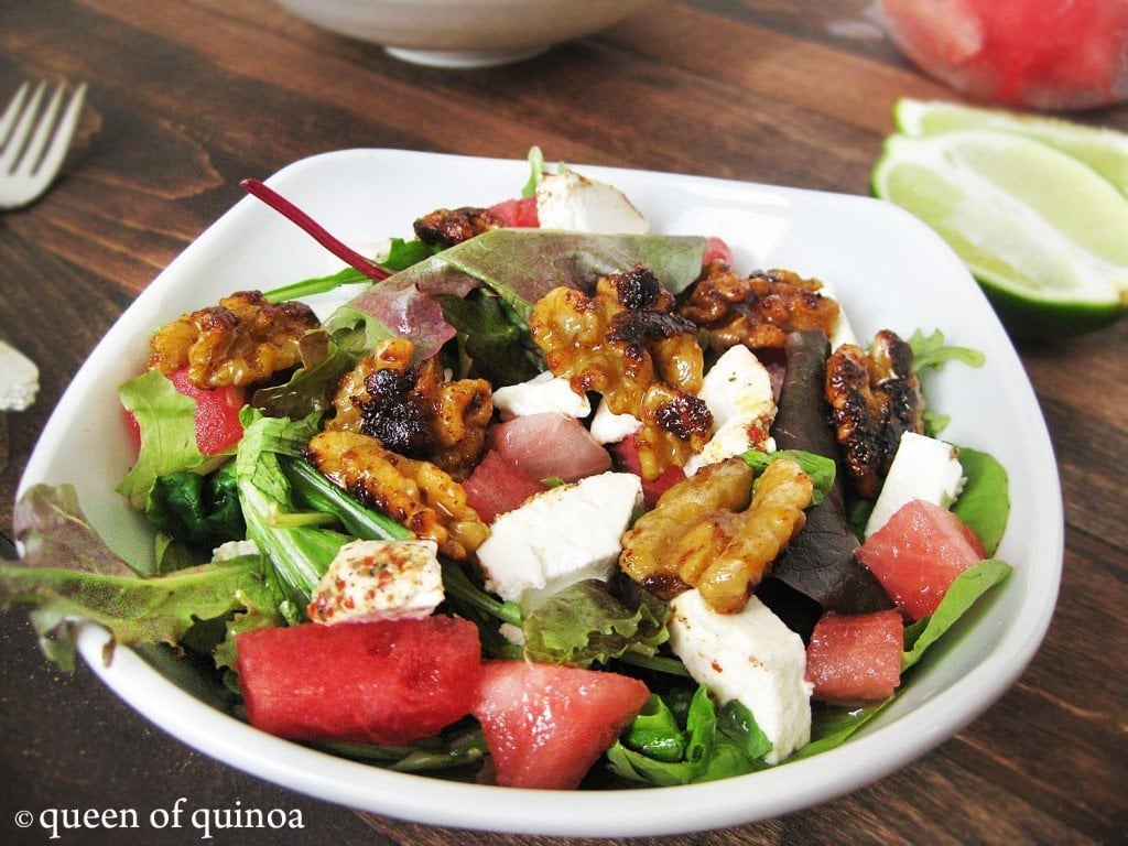 Watermelon & Goat Cheese Salad | Queen of Quinoa