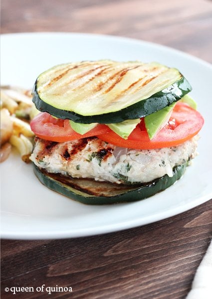Herbed Turkey Burgers with Zucchini Buns | Gluten-Free | Queen of Quinoa