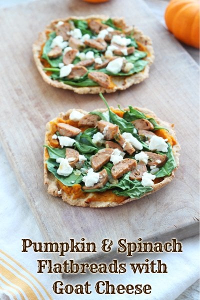 Pumpkin & Spinach Flatbreads with Goat Cheese