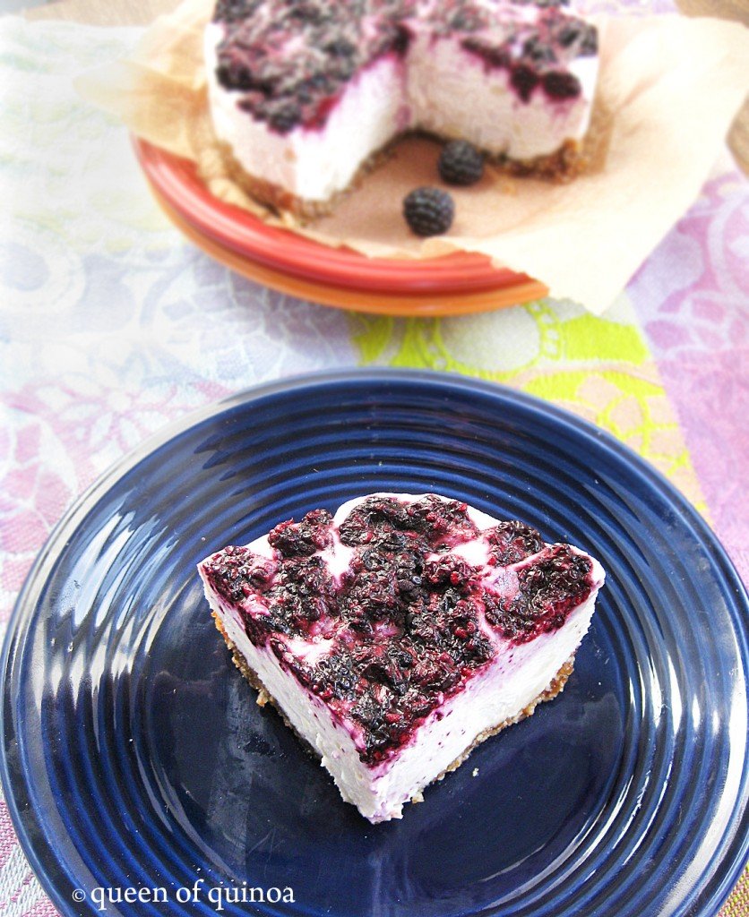 Black Raspberry Cheesecake | Gluten-free & Vegan | Queen of Quinoa