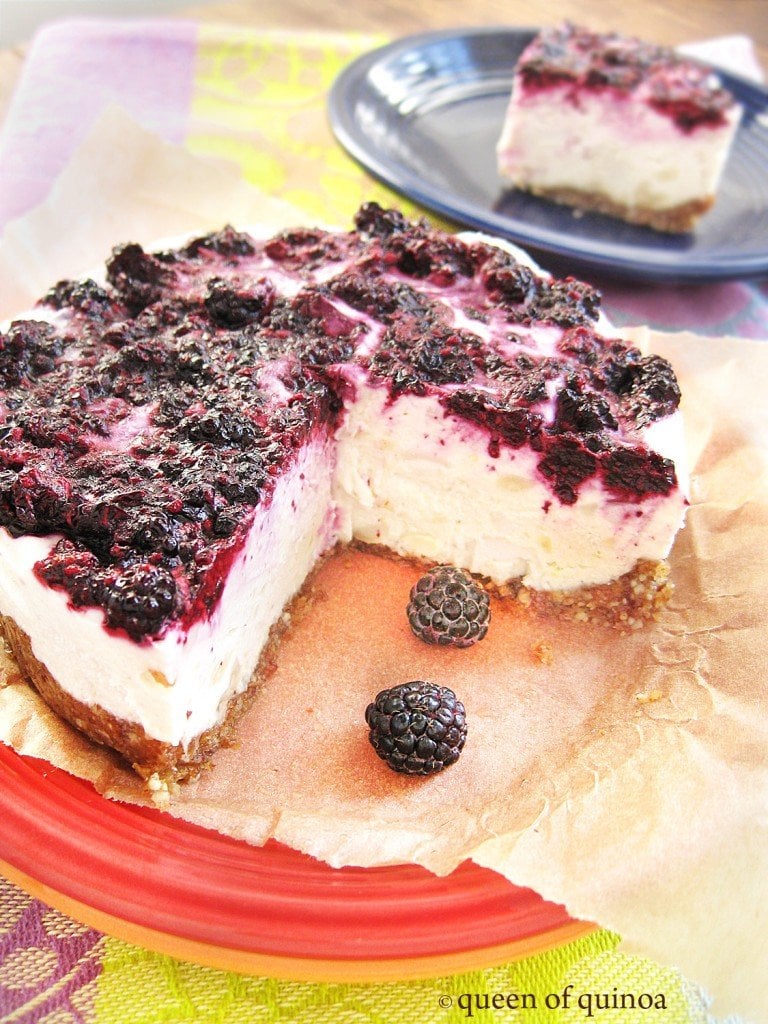 Black Raspberry Cheesecake | Gluten-free & Vegan | Queen of Quinoa