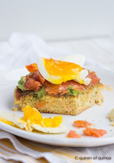 Savory Cornmeal Cakes with Smoked Salmon & Eggs (@alyssarimmer)