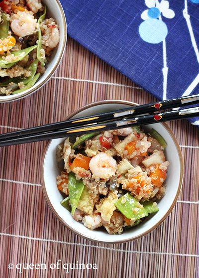 Shrimp and Veggie Fried Quinoa |Gluten-Free | Queen of Quinoa