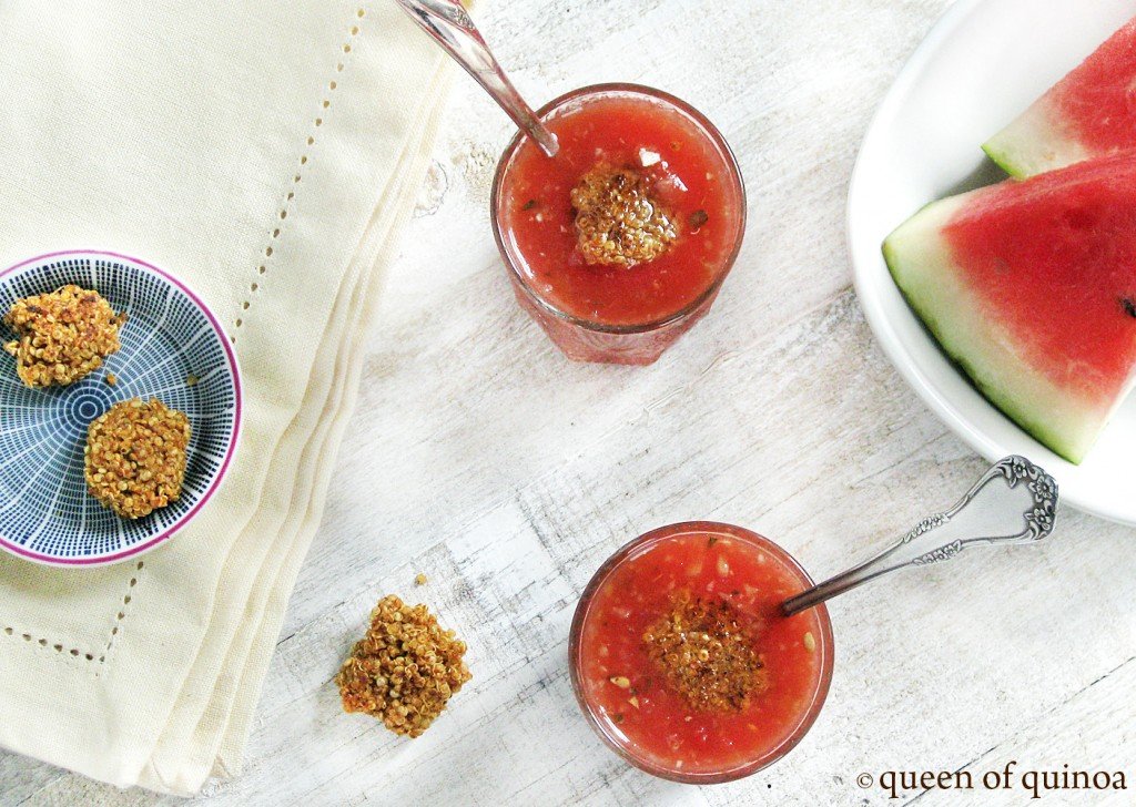 Watermelon Gazpacho with Quinoa Croutons | Queen of Quinoa