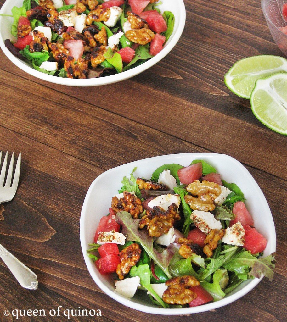 Watermelon, Goat Cheese & Candied Walnut Salad - Queen of Quinoa Watermelon & Goat Cheese Salad | Queen of Quinoa