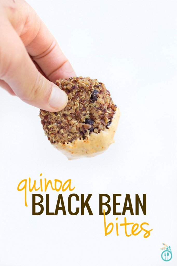 Black Bean Quinoa Bites with Vegan Queso Dip
