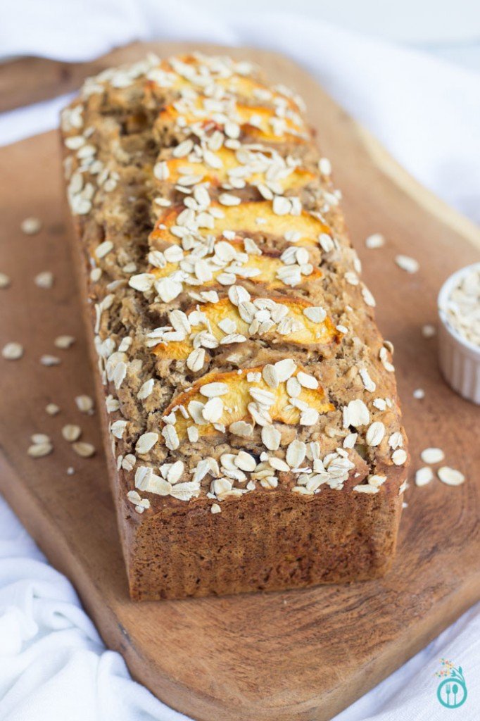 Gluten-Free Peachy Oatmeal Banana Bread - a simple and delicious way to enjoy seasonal peaches in a quick, easy breakfast