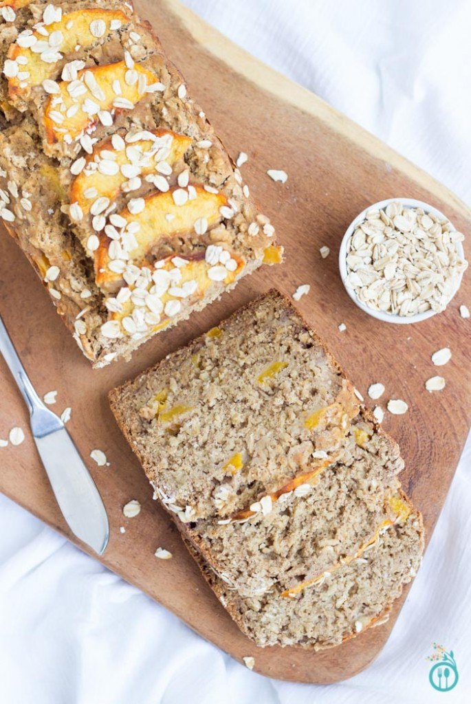 Gluten-Free Peachy Oatmeal Banana Bread - a simple and delicious way to enjoy seasonal peaches in a quick, easy breakfast