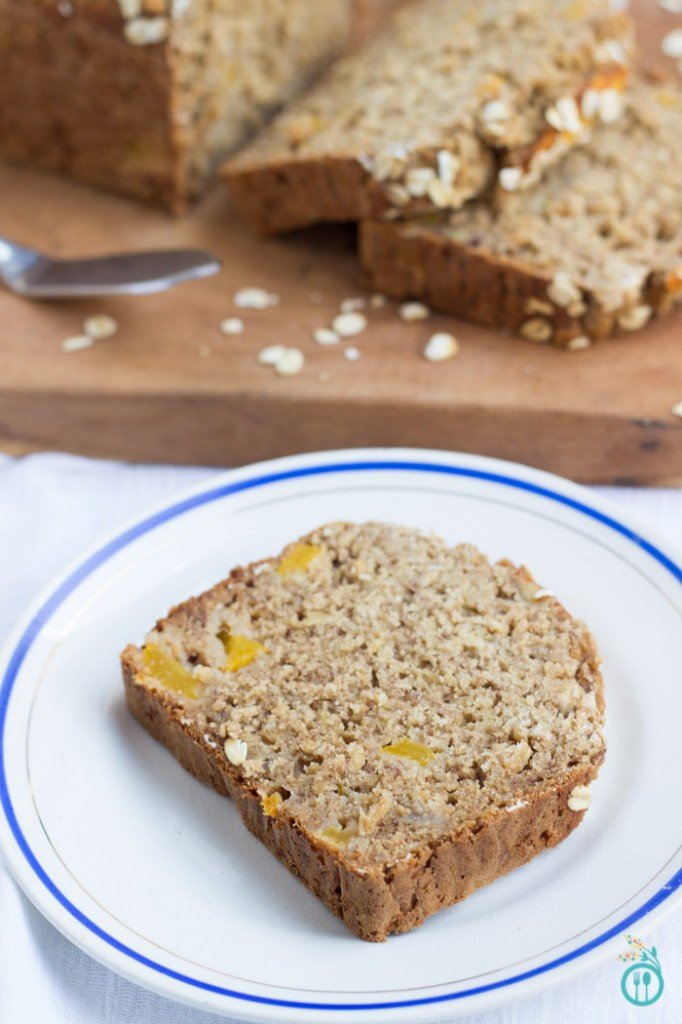 Gluten-Free Peachy Oatmeal Banana Bread - a simple and delicious way to enjoy seasonal peaches in a quick, easy breakfast